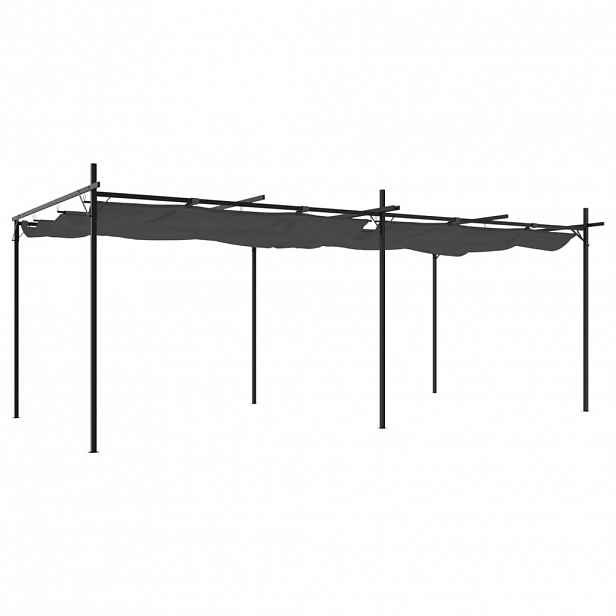 vidaXL Pergola se zatahovací střechou antracitová 589 x 292 x 230 cm