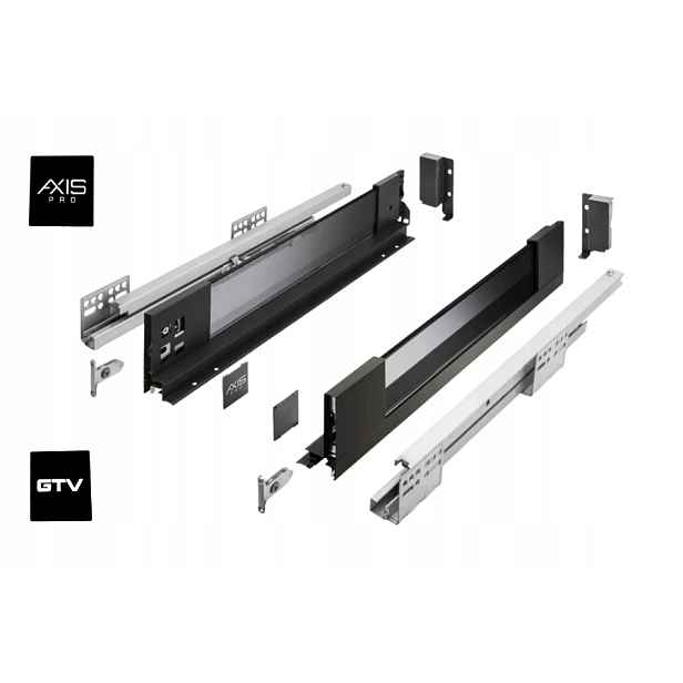 Šuplík Gtv Axis Pro Glass Nízká H86 450 Bok Se Sklem S Tlumením Dovírání Černá