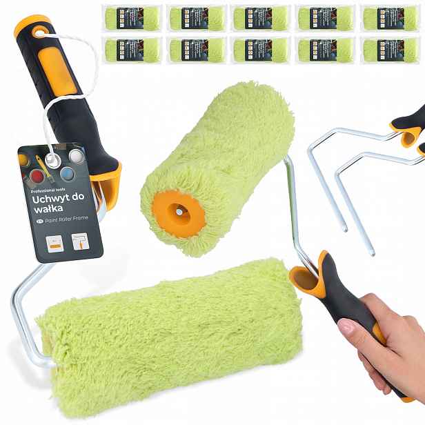 10 x Malířský Váleček 18 cm Náhradní náplň do lakovacích barev 2x Rukojeť Rukojeť Malo H0-T