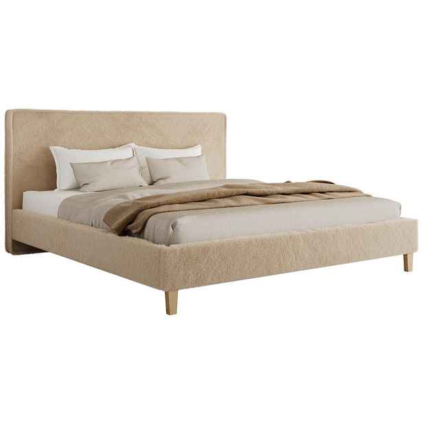 MKS ČALOUNĚNÁ POSTEL LUMARO CLASSIC 140/200 - Béžová Plyš - s multipocketovou matrací