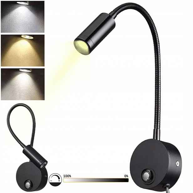 Moderní Led Nástěnná Lampa 360° Se 3 Teplotami Barev