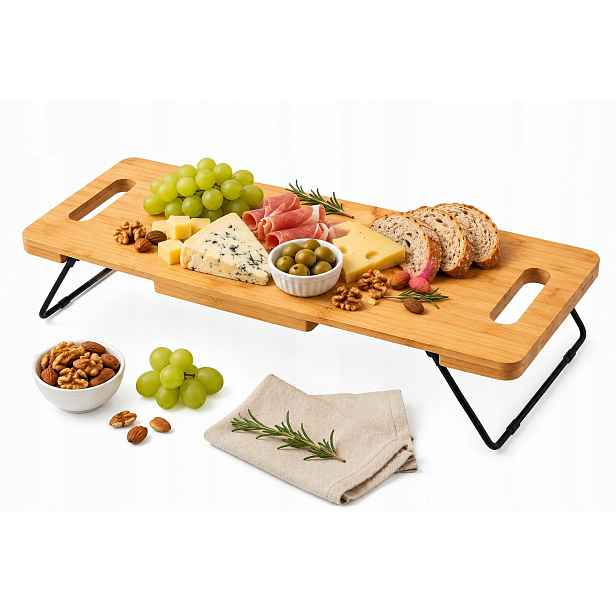 Prkénko na krájení a servírování Livarno, bambusové, rozkládací nohy, 45 cm
