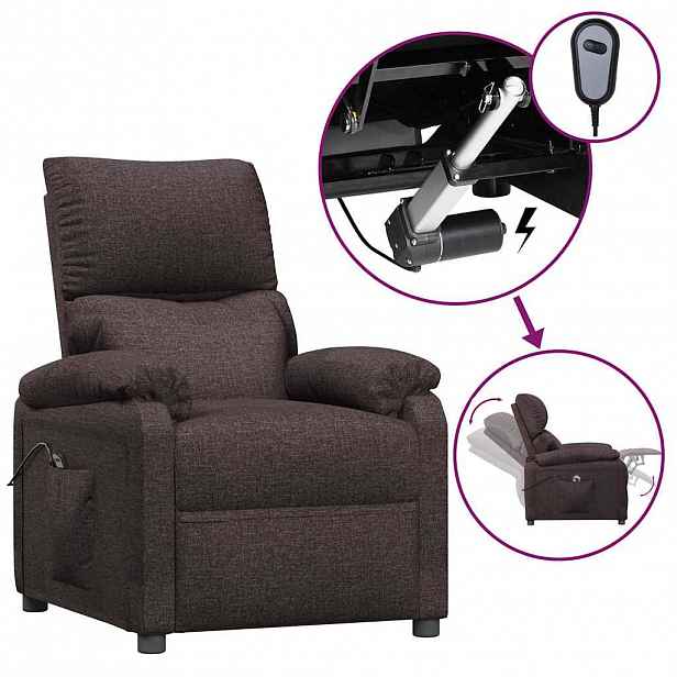 vidaXL Elektrické polohovací křeslo tmavě hnědé textil