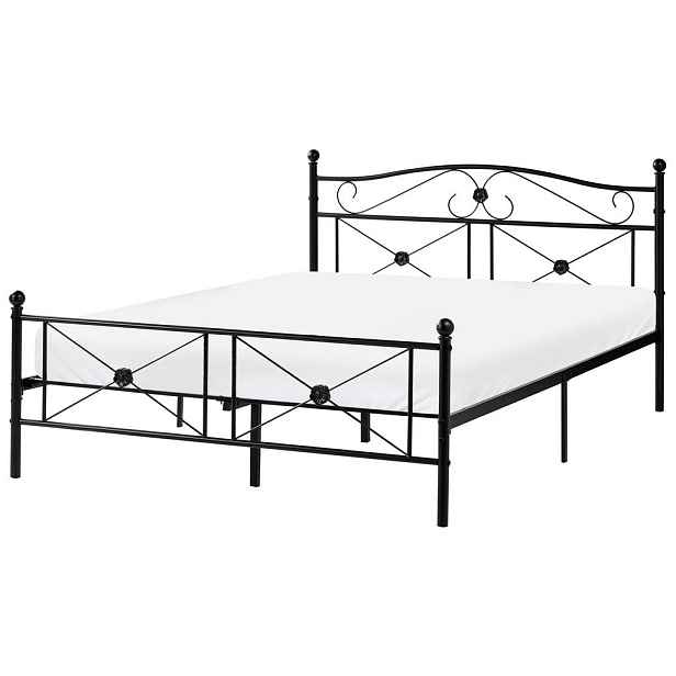 Beliani POSTEL s roštem 140/200 cm Ocel Černá Rodez