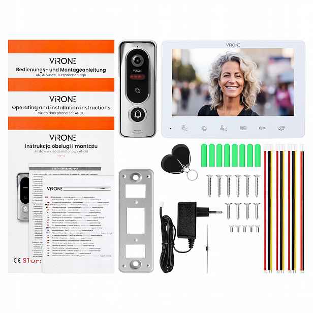 Kabelový videotelefon Virone bílý s Rfid čtečkou