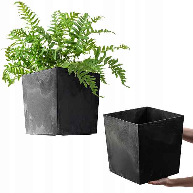 Květináč Květináč 30cm Obal Na Květináč S Vkladem Plastový Záhon Černý