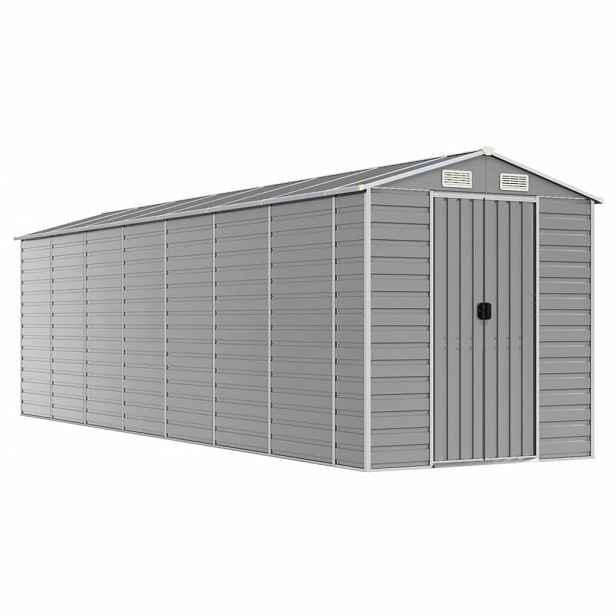 vidaXL Zahradní domek světle šedý 191 x 640 x 198 cm pozinkovaná ocel