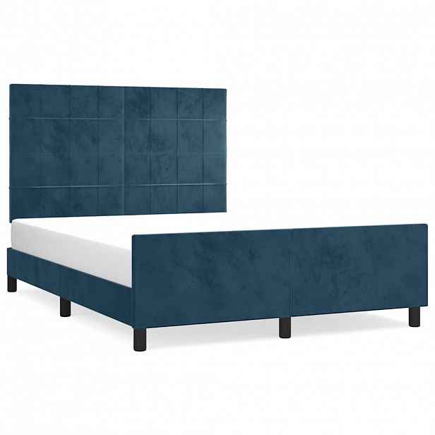 vidaXL Rám postele bez matrace tmavě modrý 140x200 cm samet