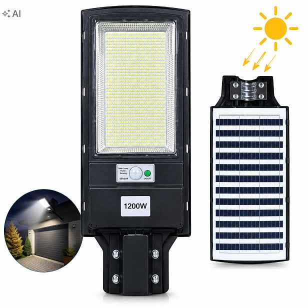 Led Lampa 1200W Solární Venkovní Senzor Pohybu Ovladač Pouliční