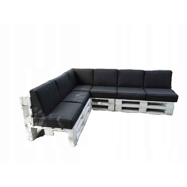 Polštáře na tři Euro- Palety 13 ks ks 60 x 60 Silver Černé