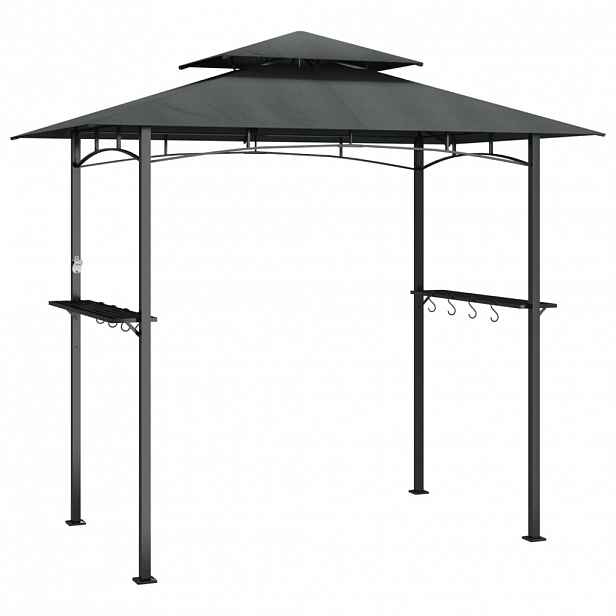 vidaXL BBQ altán s bočními policemi antracitový 240x150x243 cm ocel