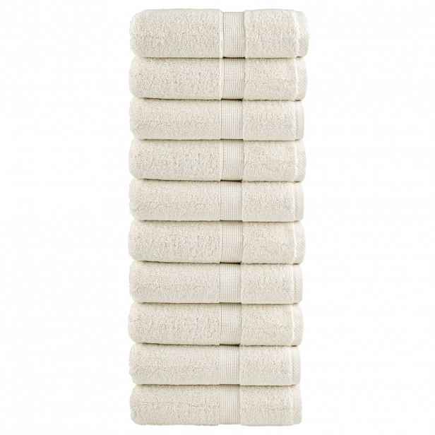 vidaXL Prémiové mycí ručníky SOLUND 10 ks krémové 30x30 cm 600 g/m²