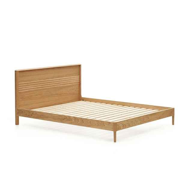 Dvoulůžková postel z dubového dřeva s roštem v přírodní barvě 180x200 cm Lenon – Kave Home