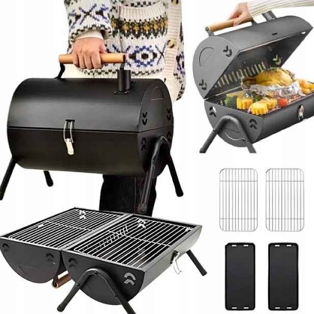 Turistický Gril Na Dřevěné UHLÍ+2 Uzamykatelné Hořáky