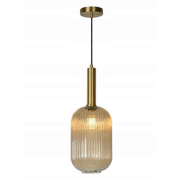 Závěsná lampa zlatá jantarová skleněná lampa nad stůl ostrovní bar Lucide