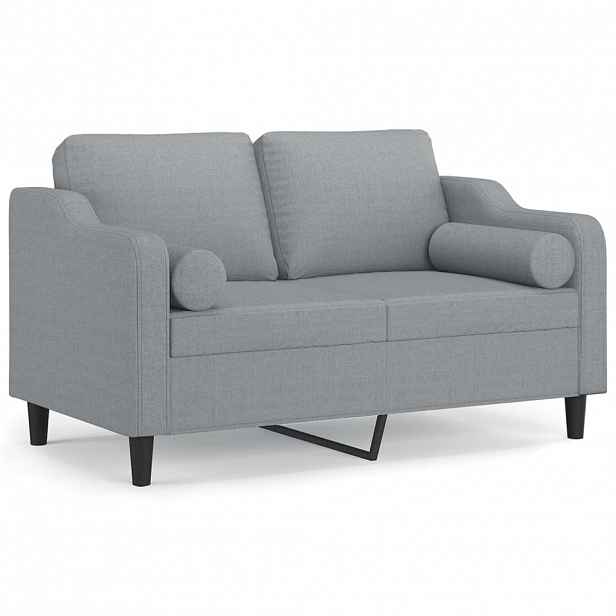 vidaXL 2místná pohovka s polštáři světle šedá 120 cm textil