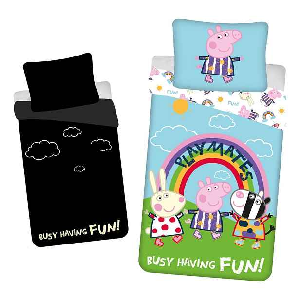 Bavlněné dětské povlečení se svítícím efektem na jednolůžko 140x200 cm Peppa Pig – Jerry Fabrics