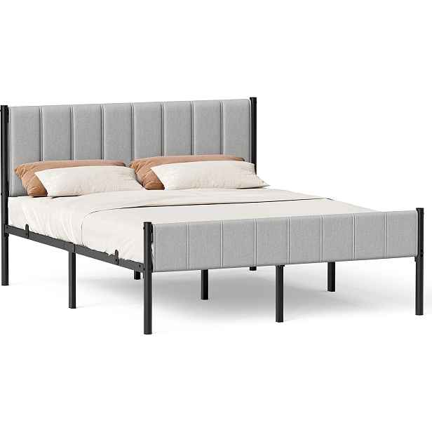 SONGMICS Čalouněná dvoulůžková postel Vasagle Jinka 160x200 černá/šedá