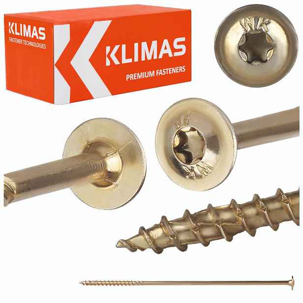 Tesařské vruty Torx 8x300 mm 50 ks talířové na dřevo Klimas Wkcp