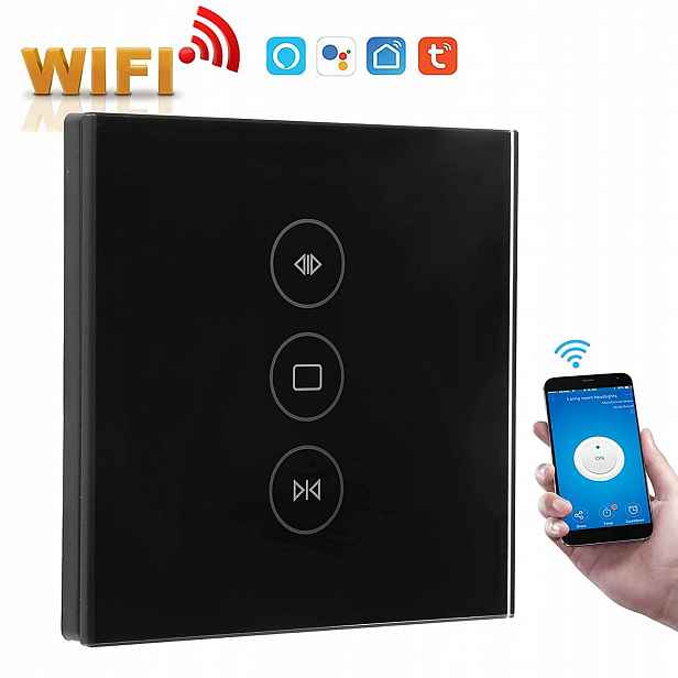 Dotykový Skleněný Spínač Žaluzií Černý, Vypínač Pro Wifi Rolety