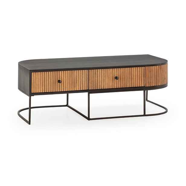 Konferenční stolek z mangového dřeva v přírodní barvě 60x120 cm Curve – MOME