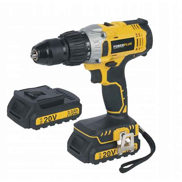 Powerplus POWX00445 Aku příklepový šroubovák vrtačka 20V Li-ion 2BAT
