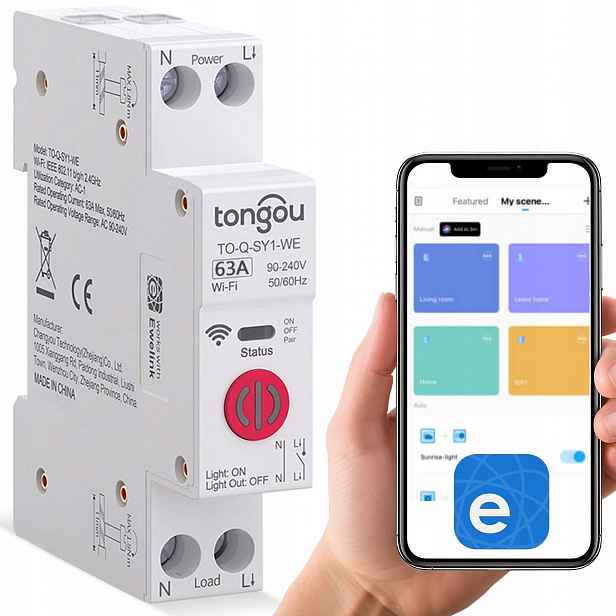 WiFi relé 63A na Din lištu eWeLink Sonoff harmonogram SY1-WE