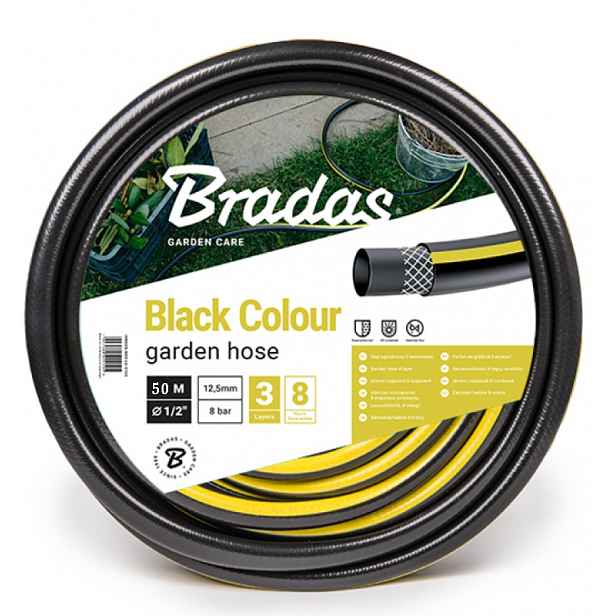 Zahradní Hadice 50 M 1/2" 3 Vrstvy Silná, Odolná, Pružná, Černá Bradas