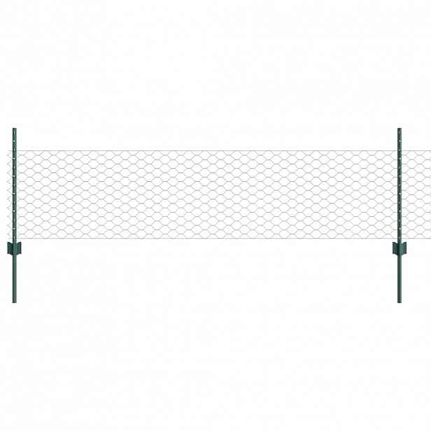 vidaXL Hexagonální plot s podpěrou 10 x 0,5 m Ocel potažená PVC Zelená