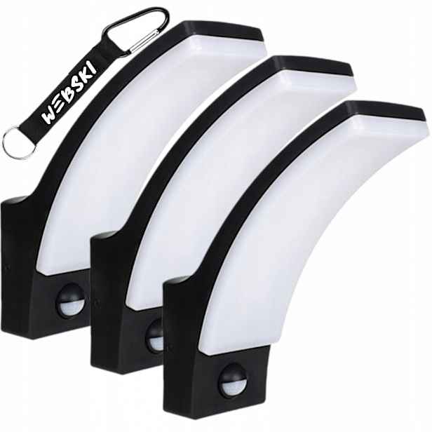 3x Venkovní Led nástěnné svítidlo Fasádní lampa se senzorem pohybu soumraku