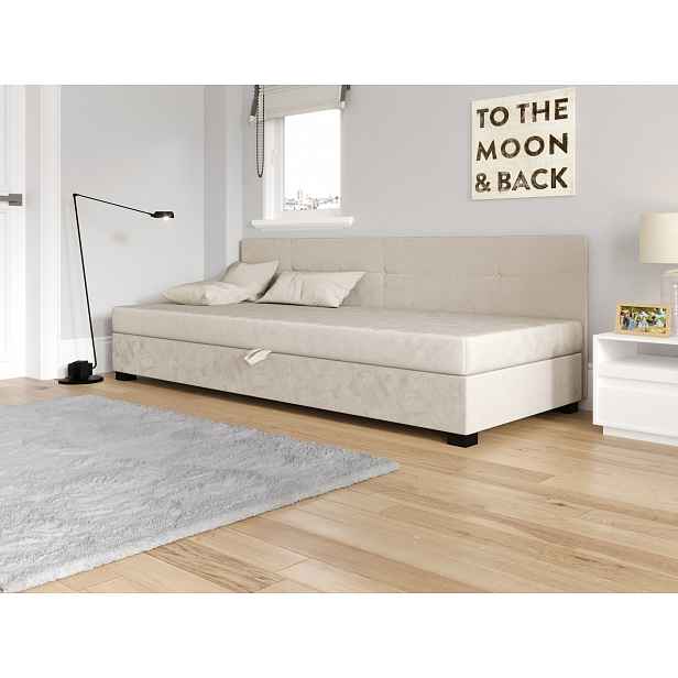 Jednolůžková čalouněná postel 80x195 LOCIKA BIZ 1 - ecru