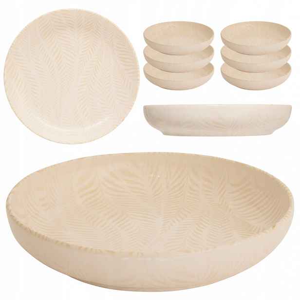 Komplet 6 hlubokých talířů 22 cm Krémový set keramika nádobí