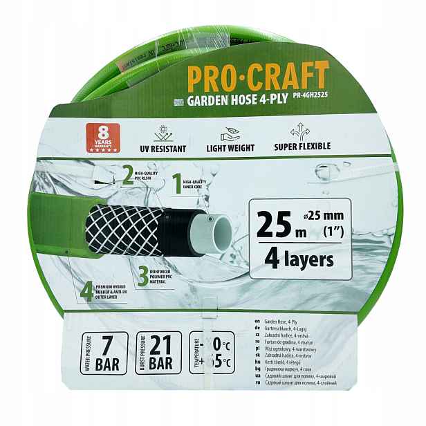 Zelená zahradní hadice Procraft PR-4GH2525