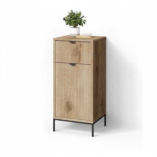 Livinity® STŘEDNÍ SKŘÍŇKA ATERNO Dub Viking 40 x 87 cm s dvířky a zásuvkou