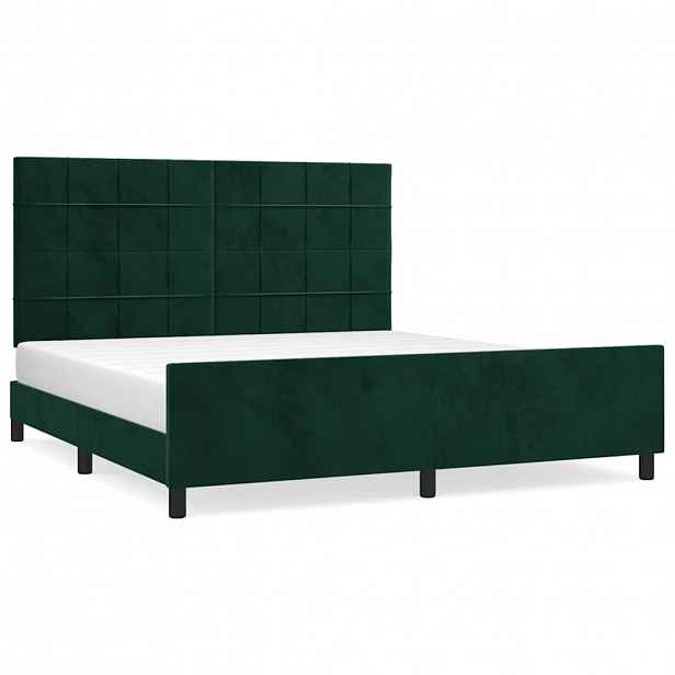 vidaXL Rám postele bez matrace tmavě zelená 160 x 200 cm samet