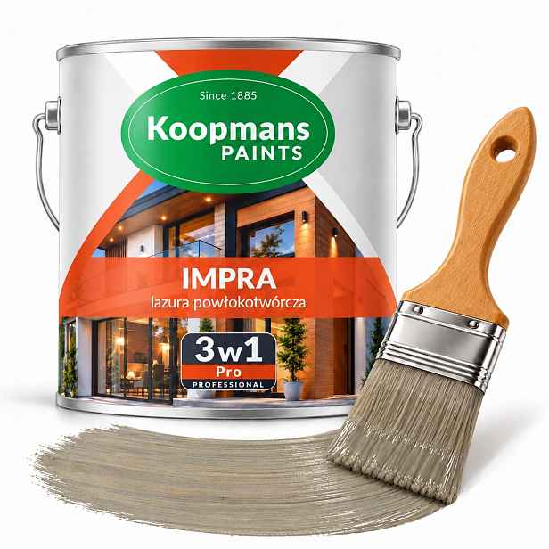 Lazura na dřevo Koopmans Impra 3v1 228 šedá topolová 2.5 l