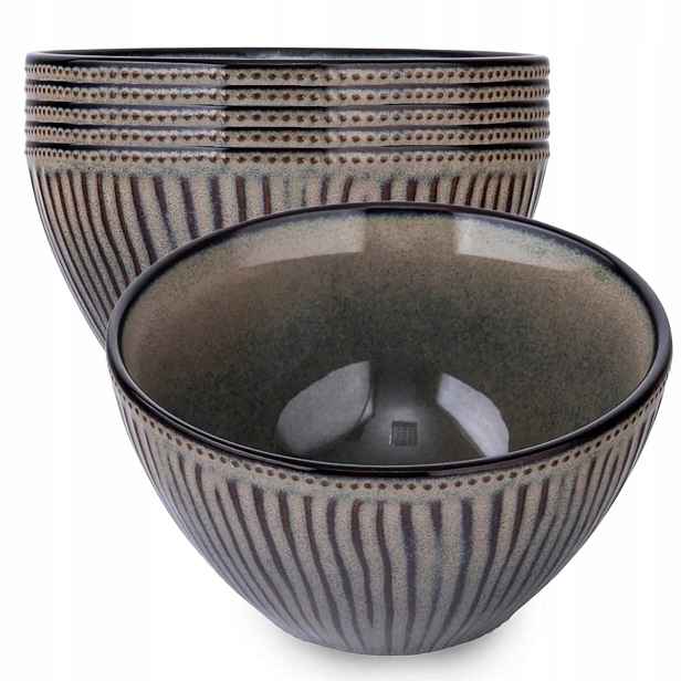 Misky 6 ks hluboké talíře 750 ml salátové 15 cm Altom Reactive Midnight