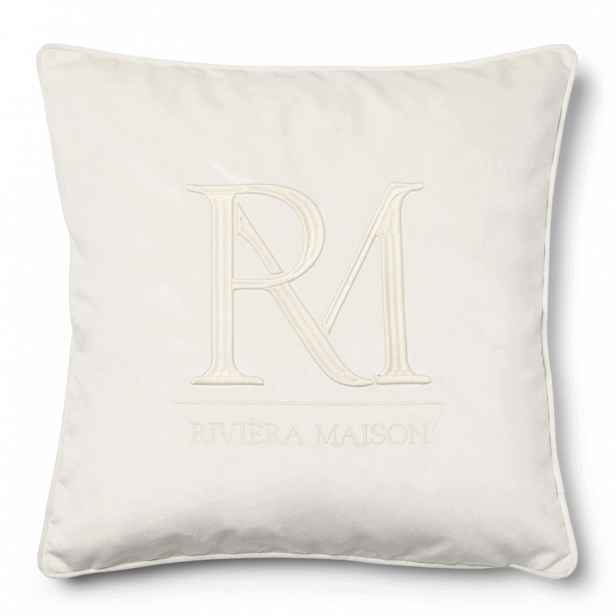 Sametová polštář Rm Monogram bílá 50x50 cm Riviera Maison