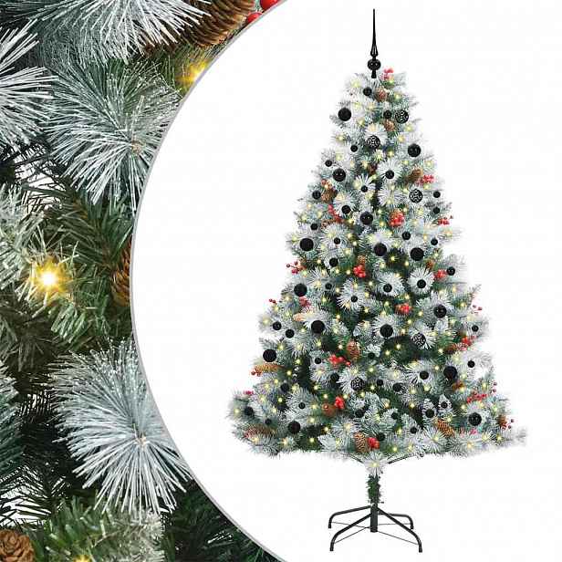 vidaXL Umělý vánoční stromeček Zelená a bílá 240 cm PVC, kov a plast