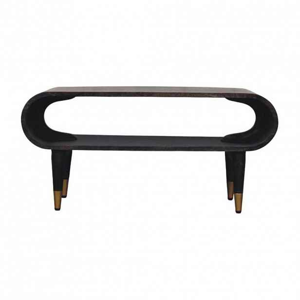 Artisan Furniture LAVIČKA s povrchem Wine Wood Oak, 2 zásuvky, 1 velká otevřená přihrádka, kůže, hnědá