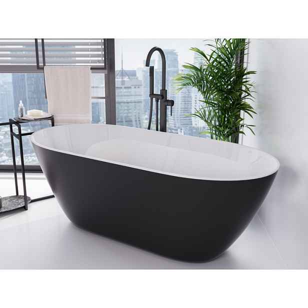 BESCO Olsen Spa  MOYA VANMOYA160WCBWM - Volně stojící vana MOYA černá matná / bílá