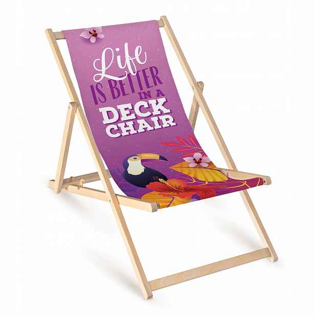 Zahradní A Plážové Lehátko Fullprint Skládací Dřevěné Lehátko Na Terasa Balkon