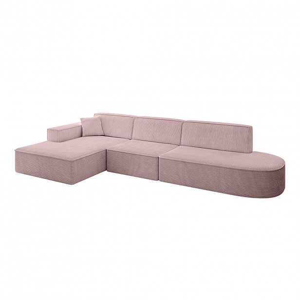 ALTDECOR ROHOVÁ SEDAČKA s otomanem vlevo IREA-L2-v4 – 327 x 165 x 77 cm, růžová