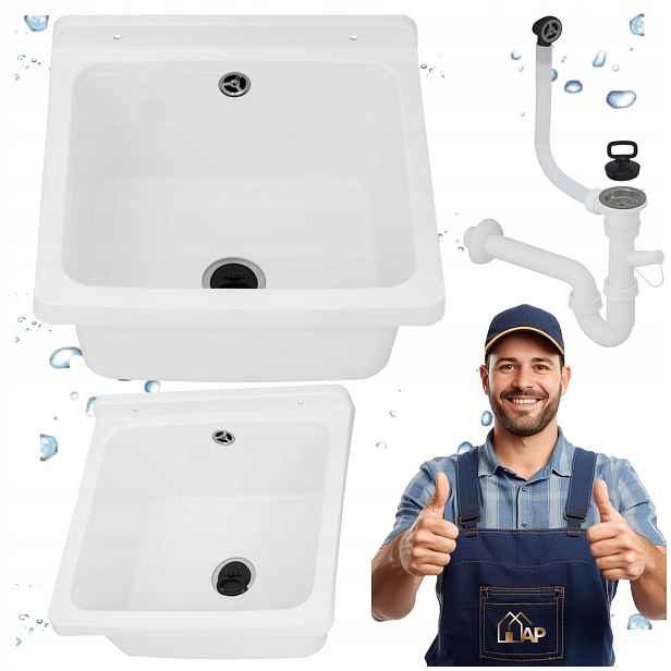 Dřez Technický Dřez Bílý, Pracovní Komora Pro Kotelnu, Prádelnu A Garáž
