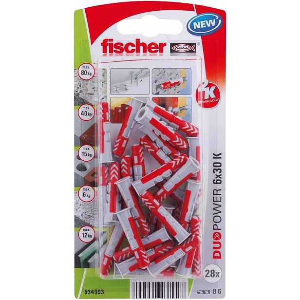 Univerzální rozpěrné hmoždinky DuoPower 6 x 30 mm K 28 ks Fischer