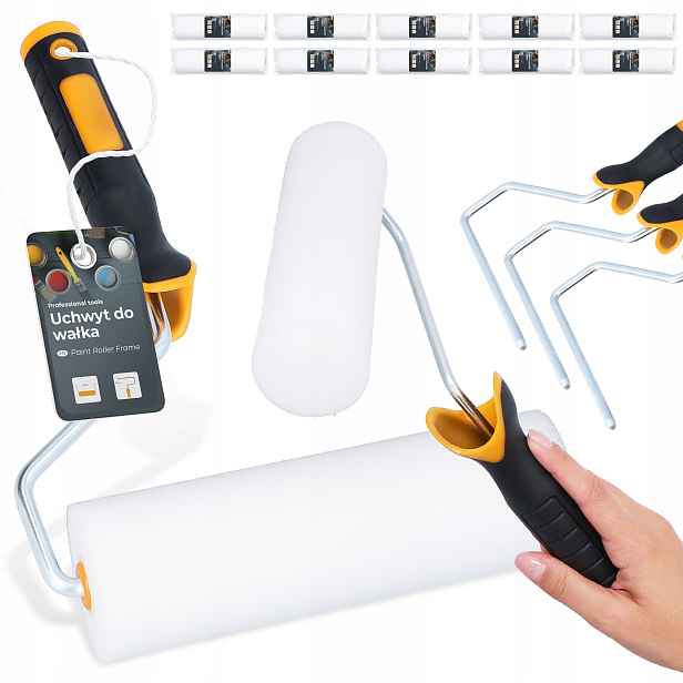 10 x Malířský Váleček Pěnový 18 cm Náhradní nátěr na nábytek Houbový 3x Rukojeť