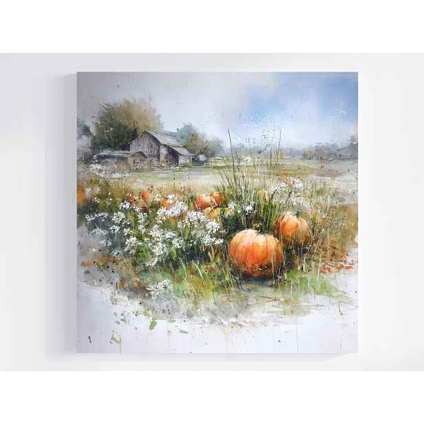 Obraz Na Plátně Canvas Krajina Vesnice Farma Pole Farma Dýně 60x60
