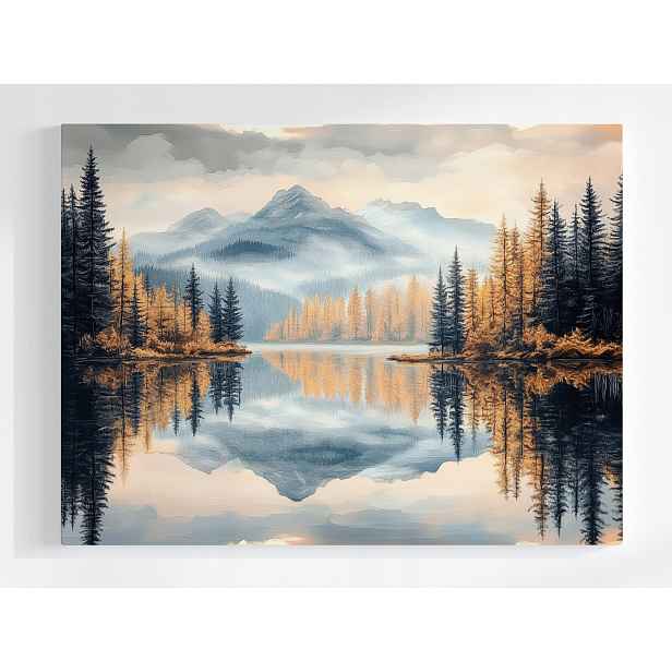 Plakát Krajina Hory Les Stromy Jezero Odraz 100x75
