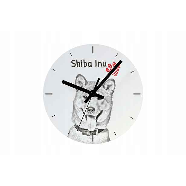 Shiba Inu hodiny se psem, závěsné a stojící, personalizace fotografií, 20 cm