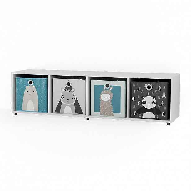 Vicco DĚTSKÁ POLIČKA Ludus Bílá 142.5 x 36.2 cm se 4 skládacími boxy